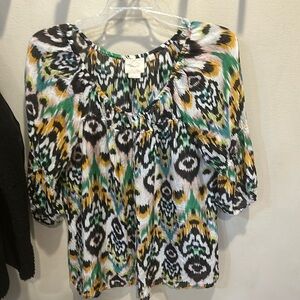 Anthropologie ikat blouse